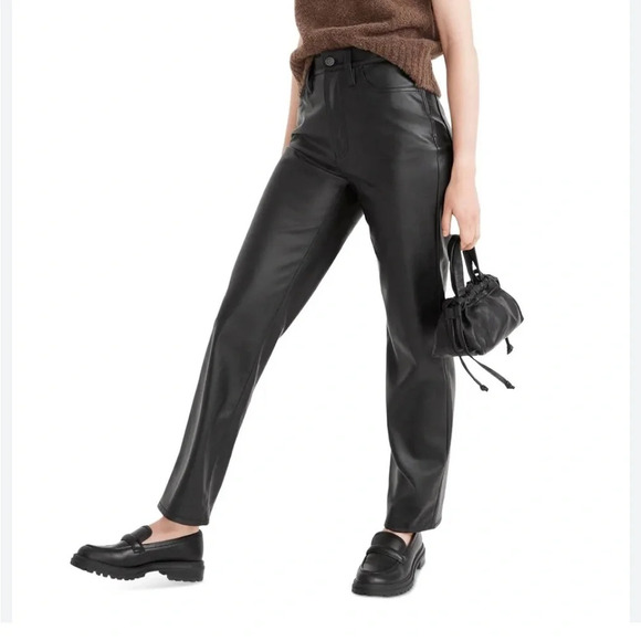 Madewell The Perfect High Waist Straight Leg Faux Leather Pants Black 32 - Picture 1 of 12